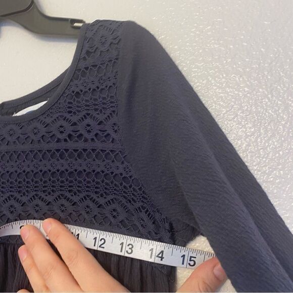 Old Navy 3/4 long Sleeve Jersey oversized stretchy crocheted dark gray dress M8 - Picture 4 of 8